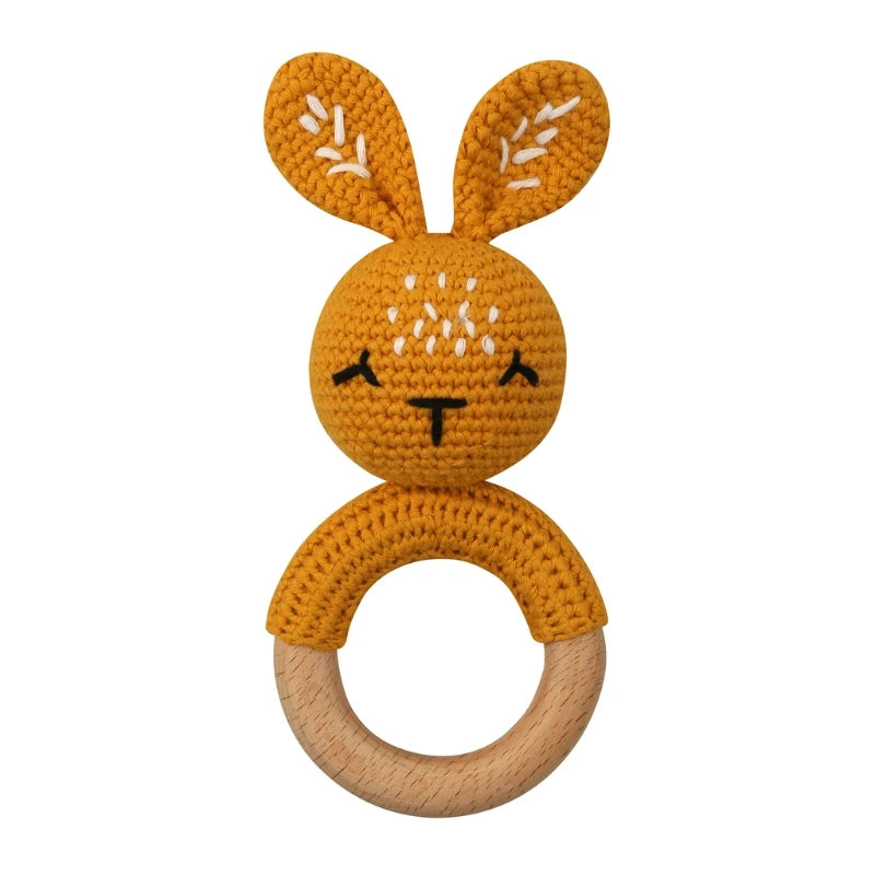 1Pc Baby Wooden Teether Crochet Rattle Toy BPA Free   Rattle Baby Mobile Gym Newborn Stroller Educational Toys Dropshipping