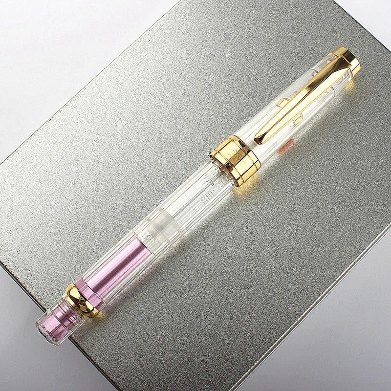 High quality Fountain Pen Transparent Resin Large-capacity Piston Filling EF/F  Nib Student Writing Ink Pen