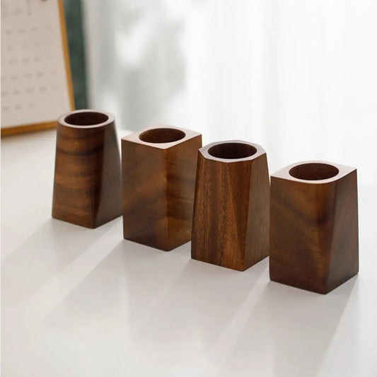 New Wood Pen Holder Large-capacity Portable Stationery Storage Holder Pen Container School Office