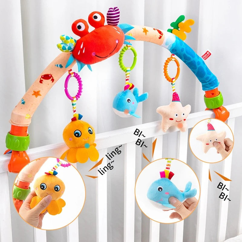 Baby Stroller Arch Mobile Adjustable Musical Cirb Mobile Toys Versatile Activity Toy Bar for Baby Bouncer Infant Car Seat Toys