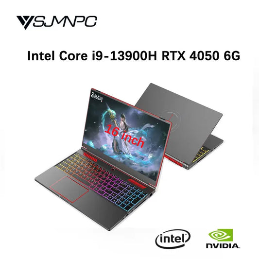 YSJMNPC Gaming Laptop Computer Intel Core i9-13900H NVIDIA RTX 4050 6G 16 Inch IPS 2*DDR5 MAX 64GB 2*M.2 PCIE SSD WIFI Windows11