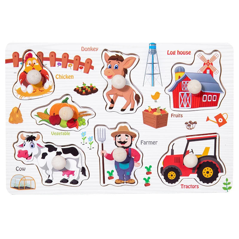 Baby Wooden Puzzle Montessori Toys 1 2 Years Toddler Alphabet Number Animals Matching Wood Puzzles Games Kids Educational Toys
