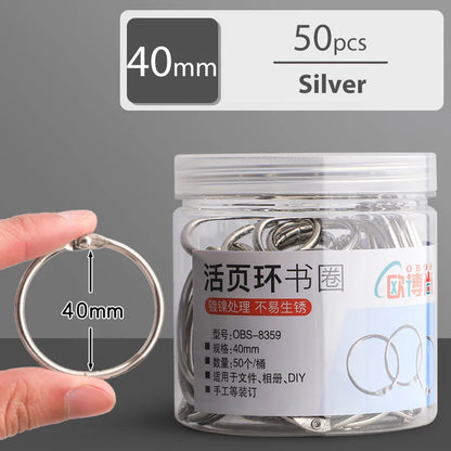 20/30/40/50mm Metal Binder Ring Loose-leaf Paper Book Index Cards Album Binding Clip Hole Punch Puncher Office Supplies