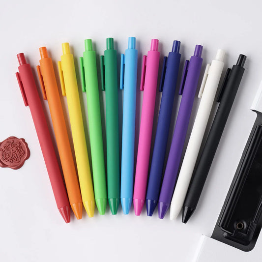 PURE Colored Gel Pens 0.5mm 10 Pieces Set Black Ink Fine Point Comfort Grip Quick Drying School Office Supplies Stationery