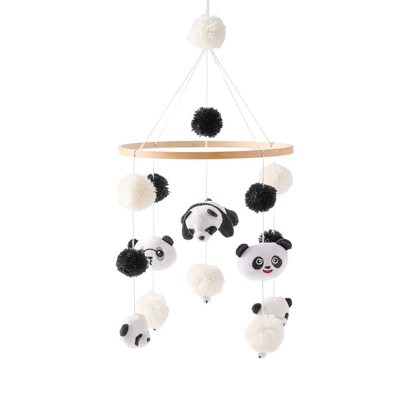 Baby Wooden Bed Bell Cartoon Rabbit Mobile Hanging Rattles Toy Hanger Crib Mobile Bed Bell Wood Toy Holder Arm Bracket Kid Gifts