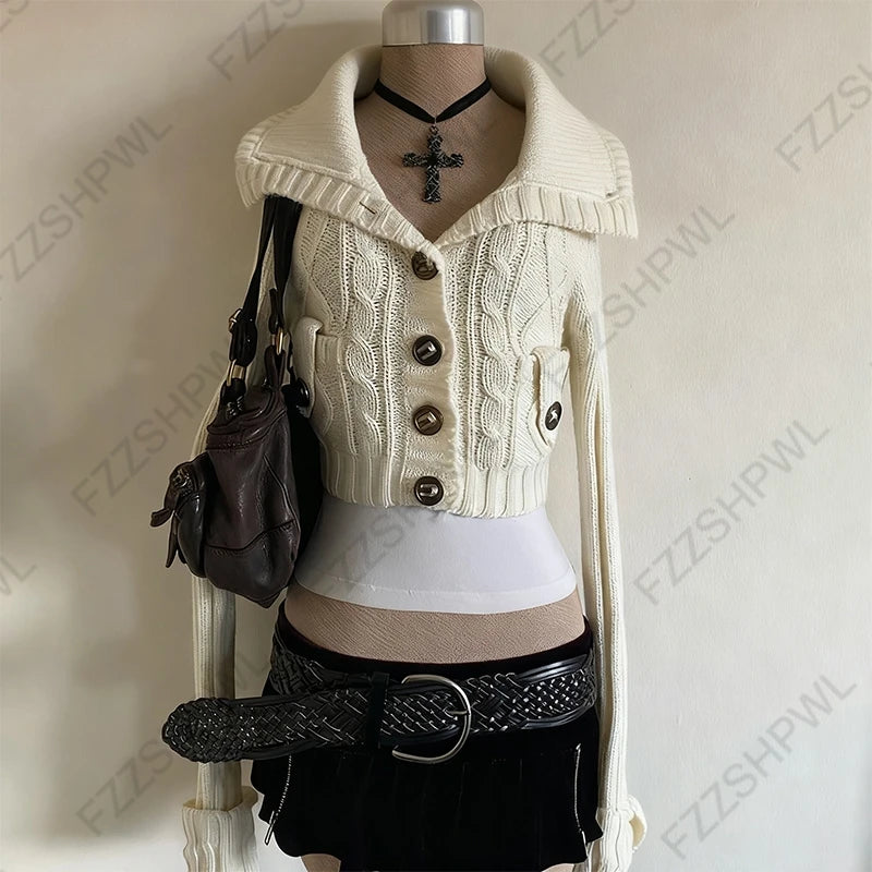 2025 Autumn Winter Long-Sleeve Fashion Women's Cardigan Sweater Knitted Coat Short Casual Single Breasted Korean Slim Female Top