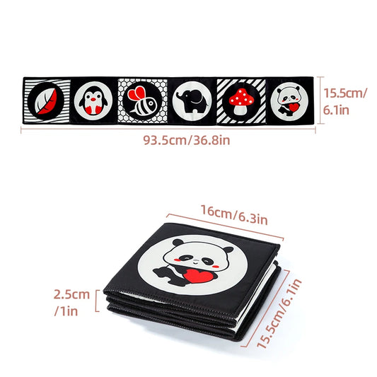 1 Baby Folding Visual Black and White Color Early Education Cloth Book Color Shape Pattern Cognitive Book