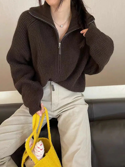 New 2025 high-end autumn and winter knitted women's lapel cashmere wool sweater casual short women's cardigan 100% wool sweater