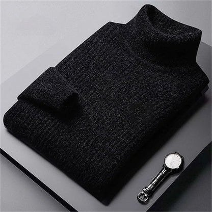 2026 New Men's Thick Warm Sweater Winter Knitted Turtleneck Pullovers Male High Neck Solid Slim Fit Soft Sweaters for Men Tops