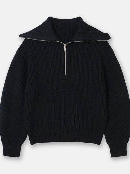 Women's Turtleneck Loose Lapel Striped Knitwear Women Pulovers New Simplicity Half Zipper Casual Fashion Women Sweaters 2025