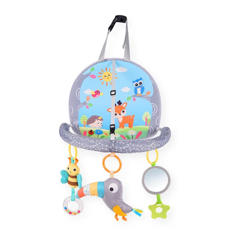 Baby Car Seat Toys for Babies 0 12 Months Kick Play Activity Center Spiral Plush Hanging Toys for Car Seat Stroller Crib Rattle