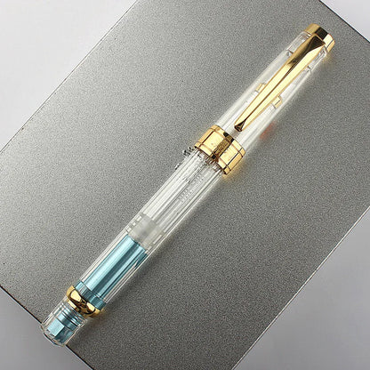 High quality Fountain Pen Transparent Resin Large-capacity Piston Filling EF/F  Nib Student Writing Ink Pen