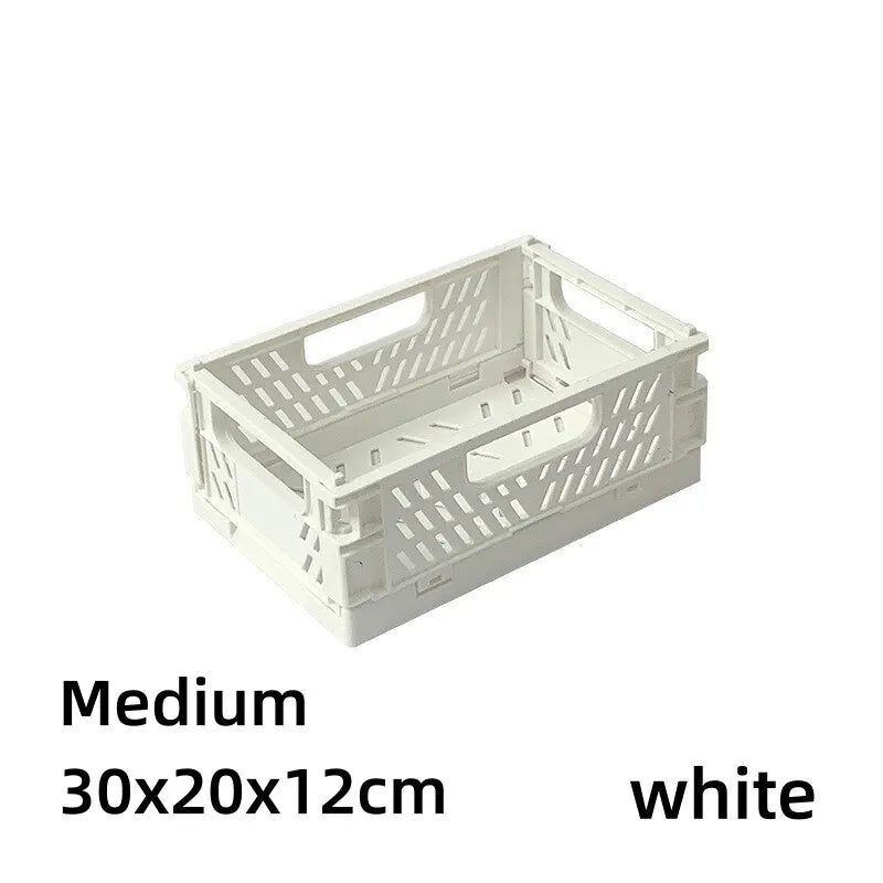 Simple Table Top Folding Storage Basket Decorative Plastic Storage Box Stationery Cosmetics Toy Stackable Storage Box