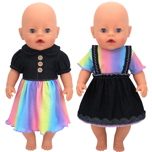 18 Inch 43cm Born Baby Doll Pink Dress with Underpants 18" 45 Cm Girl Boy Doll Clothes Shirt and Jeans Pants