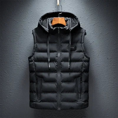 Brand Mens Jacket Sleeveless Vest Hooded Fashion Casual Coats Male Cotton-Padded Men's Vest Men Zipper Waistcoats Plus size 6XL