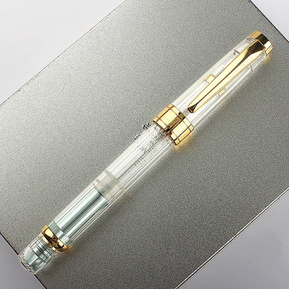 High quality Fountain Pen Transparent Resin Large-capacity Piston Filling EF/F  Nib Student Writing Ink Pen