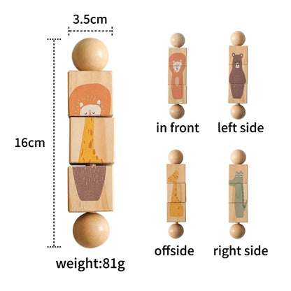 Baby Wooden Montessori Toy Develop Kid Hand-on Ability Toy Hand Bell Toy Children Animal Puzzle Classic Educational Toy Kid Gift