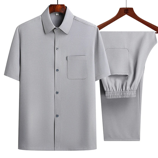 Shirts + Pants 2026 summer new style Sportswear Men's Casual Sets Male Fashion Chinese style shirts and trousers M-4XL