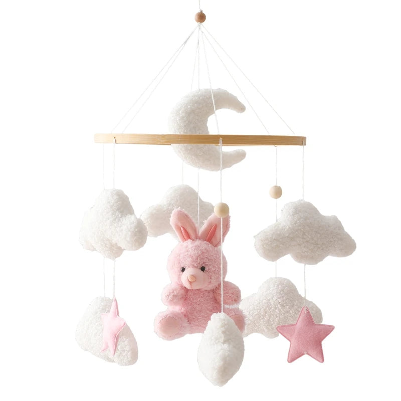 Wooden Mobile Bed Bell Crib Bracket Animal Kingdom Soft Felt Bed Bell Newborn Music Box Hanging Toy Baby Toys S for 0 12 Months