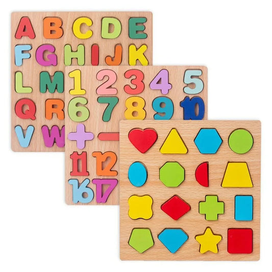 Baby Wooden Puzzle Montessori Toys 1 2 Years Toddler Alphabet Number Animals Matching Wood Puzzles Games Kids Educational Toys