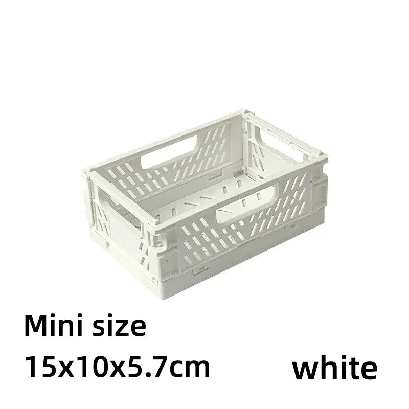 Simple Table Top Folding Storage Basket Decorative Plastic Storage Box Stationery Cosmetics Toy Stackable Storage Box