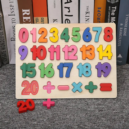 Baby Wooden Puzzle Montessori Toys 1 2 Years Toddler Alphabet Number Animals Matching Wood Puzzles Games Kids Educational Toys