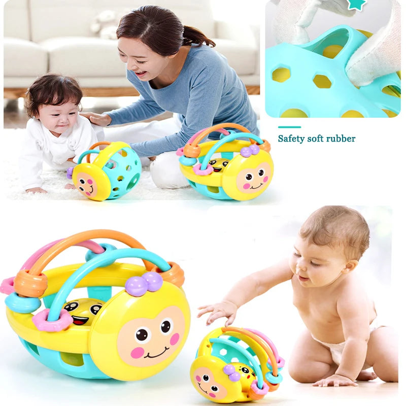 Baby Toys Rattle Ball Hand Grasping Activity Newborn Development Toys Silicone Teether Early Sensory Toys for 0 12 Months Babies