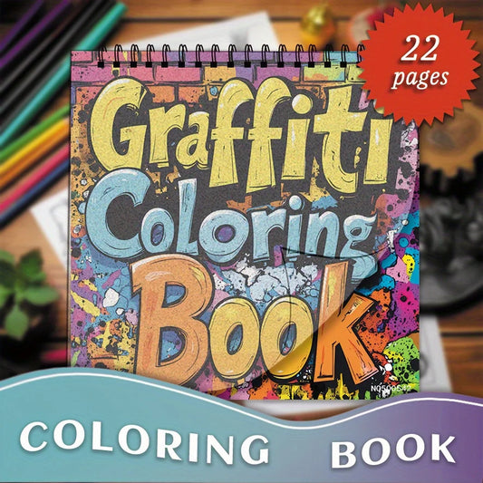 Adult Graffiti Coloring Book - 8.27×8.27 Inches, 22 Pages. Vibrant Street Art for Relaxation. Great Gift  & Creativity Fans