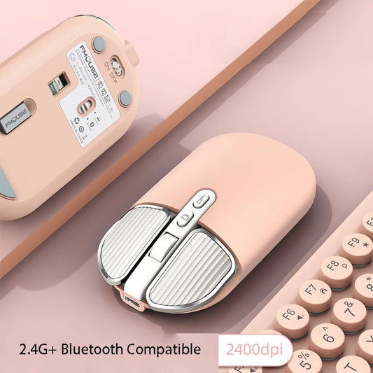 Mini Mouse 2.4G Wireless Bluetooth-compatible Cute Mute Mouse for Macbook Rechargeable Mouse for PC Laptop Office Gaming Mice