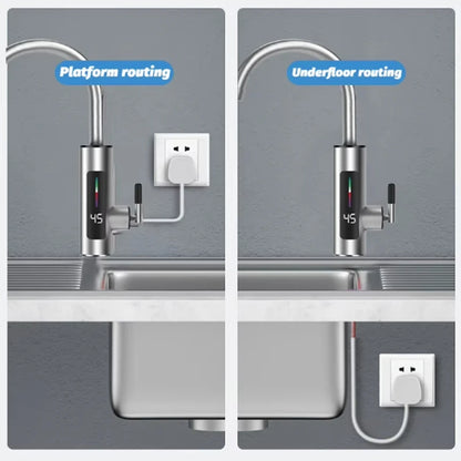 3000W 220V Electric Kitchen Water Heater Tap Stainless Steel LED Digital Instant Hot Water Faucet Heater Cold Heating Faucet