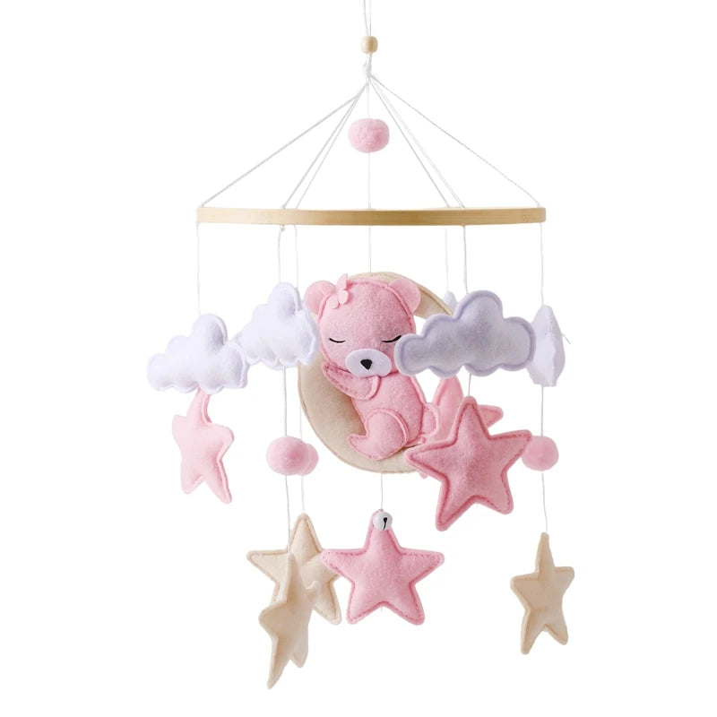 Wooden Mobile Bed Bell Crib Bracket Animal Kingdom Soft Felt Bed Bell Newborn Music Box Hanging Toy Baby Toys S for 0 12 Months