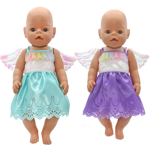 18 Inch 43cm Born Baby Doll Pink Dress with Underpants 18" 45 Cm Girl Boy Doll Clothes Shirt and Jeans Pants