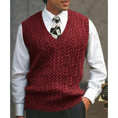 2026 Men's Autumn Winter Warm Casual Knitted Sweater Vest  Sleeveless V Neck Fleece Western Sweaters for Men Sueter Para Hombre