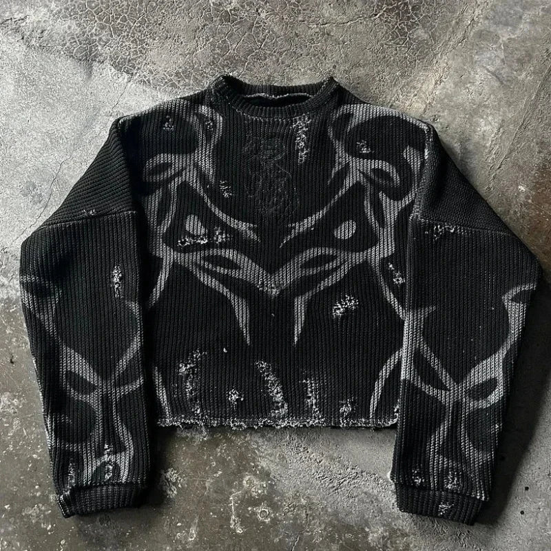 Men Gray Money Sign Sweater Y2k American Dollar Knit Pullover Vintage Classic Streetwear Warm Winter Crewneck Top Casual Fashion
