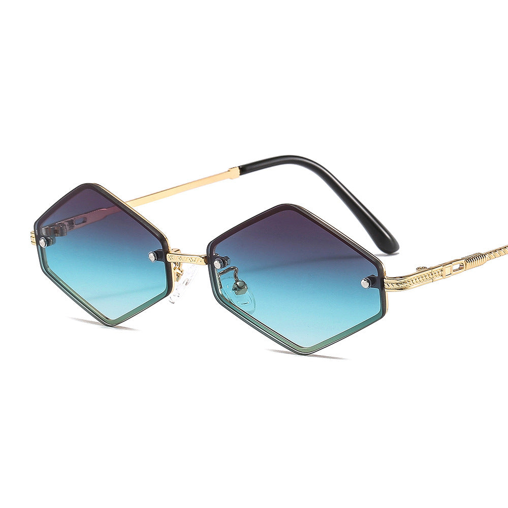 Diamond-shaped Decorative UV Protection Sunglasses Without Rim