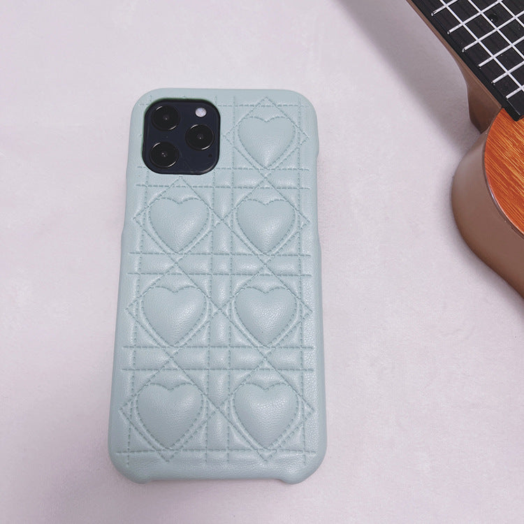 Creative Lingge Leather Silicone Phone Case