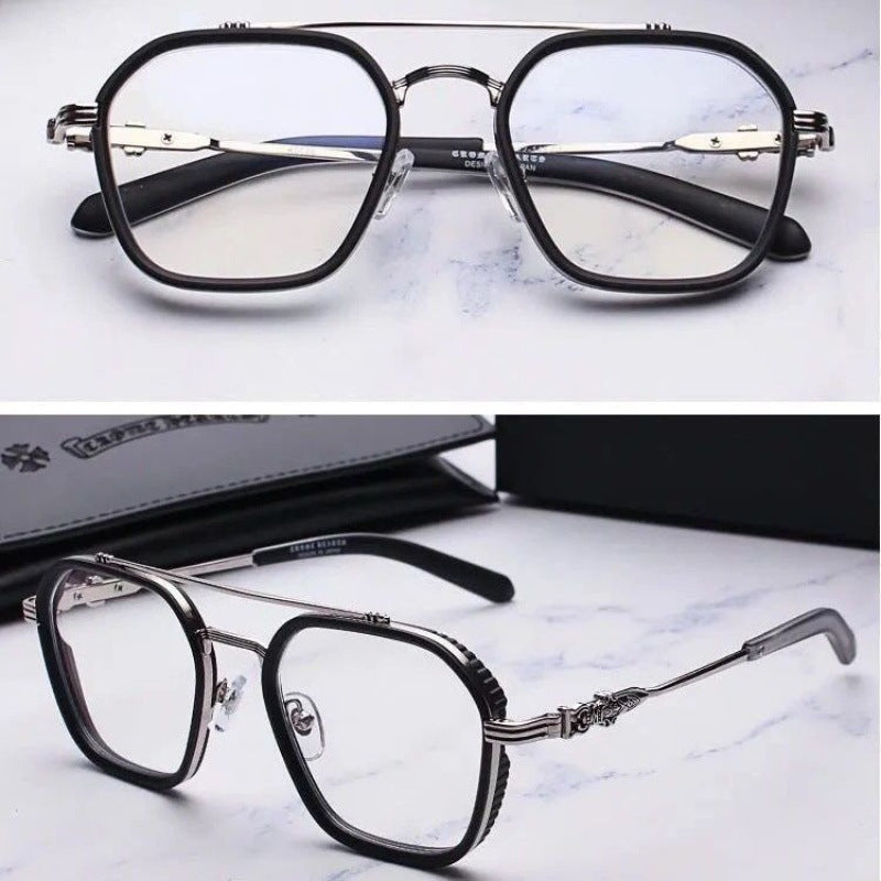 Retro Double Beam Myopia Frame Glasses