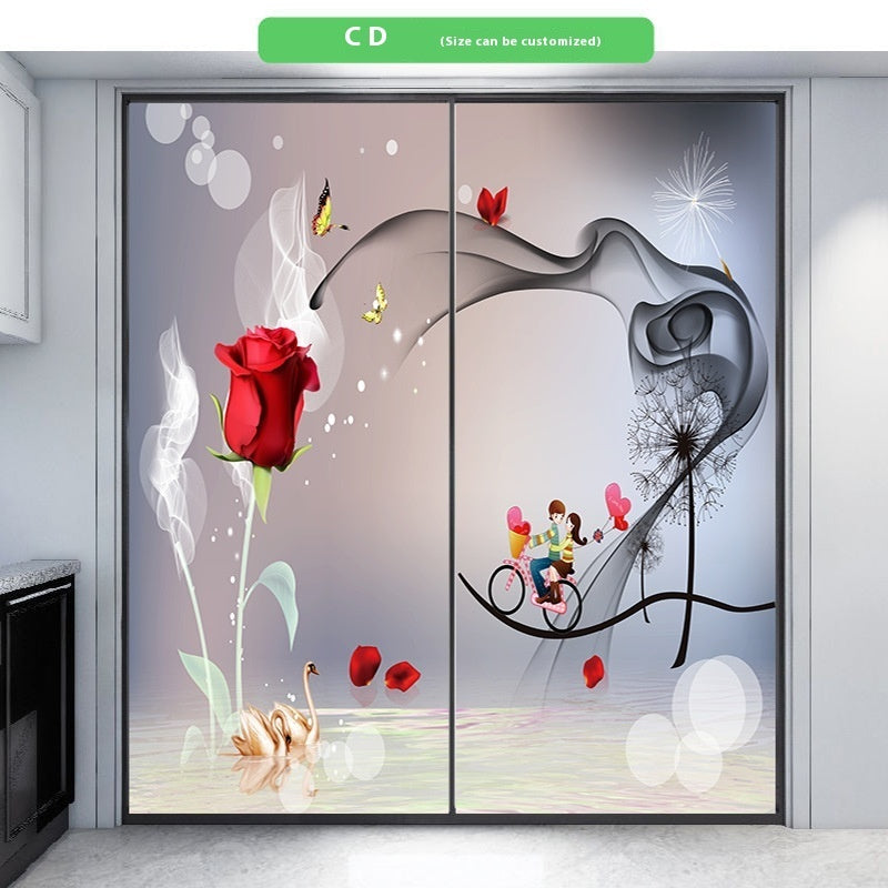 Shower Door Transparent Opaque Static Toilet Window Peep-proof Frosted Sticker