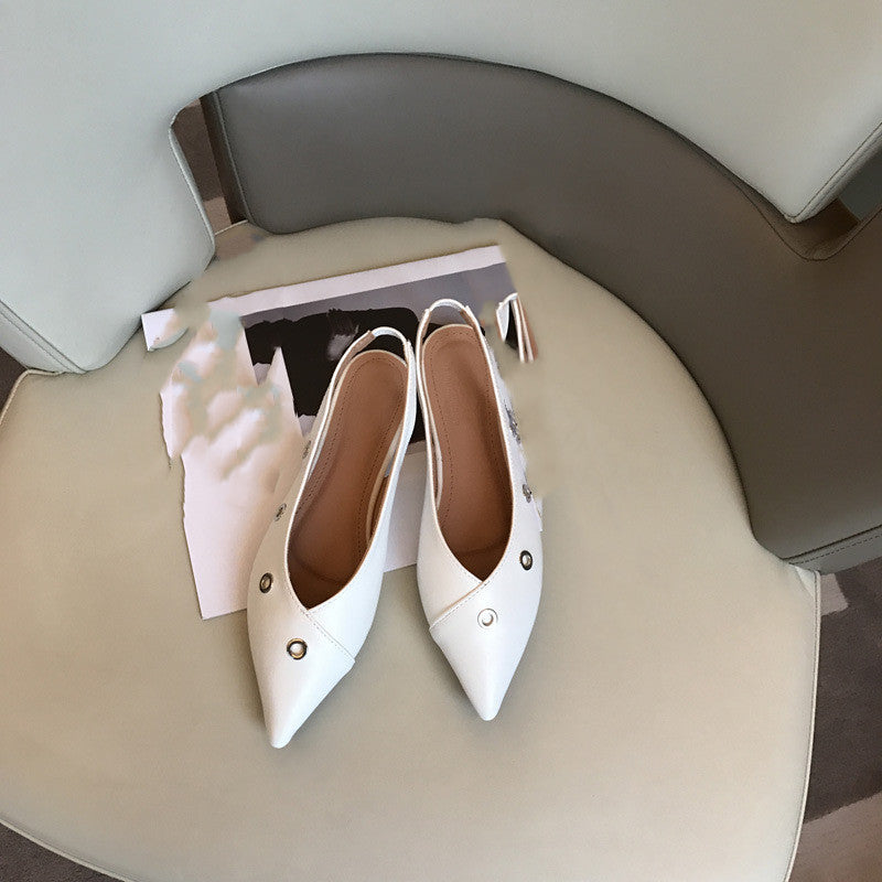 Pointed Shallow Mouth Flat-heeled Shoes For Women