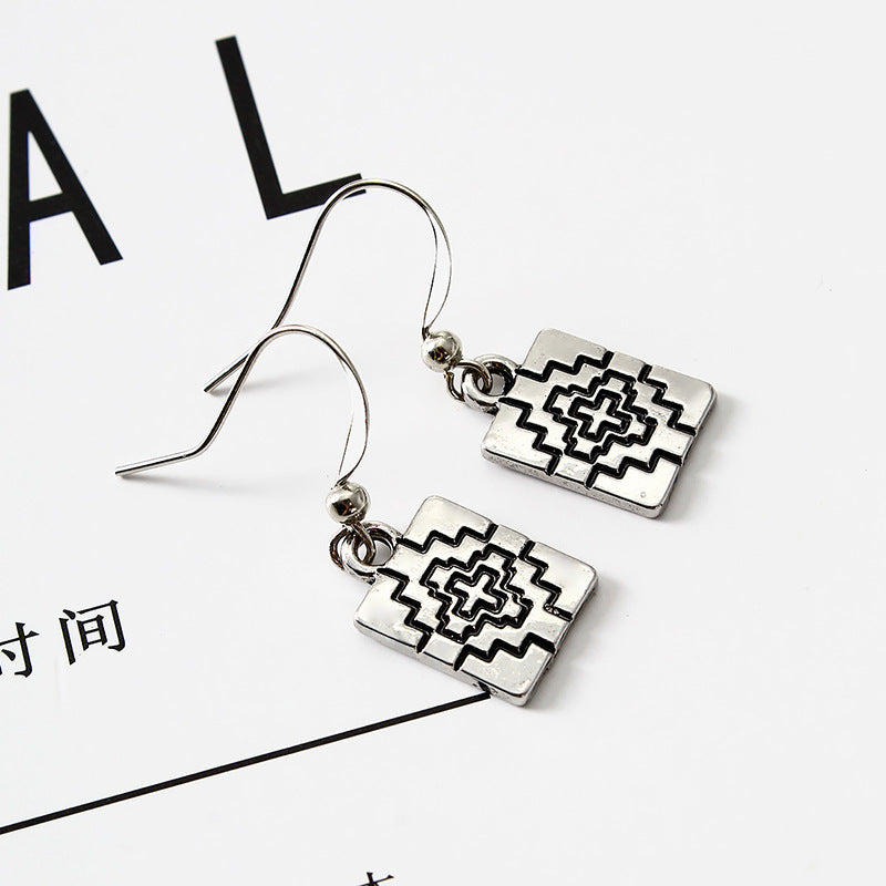 Retro Cross Alloy Earrings Necklace Jewelry Set