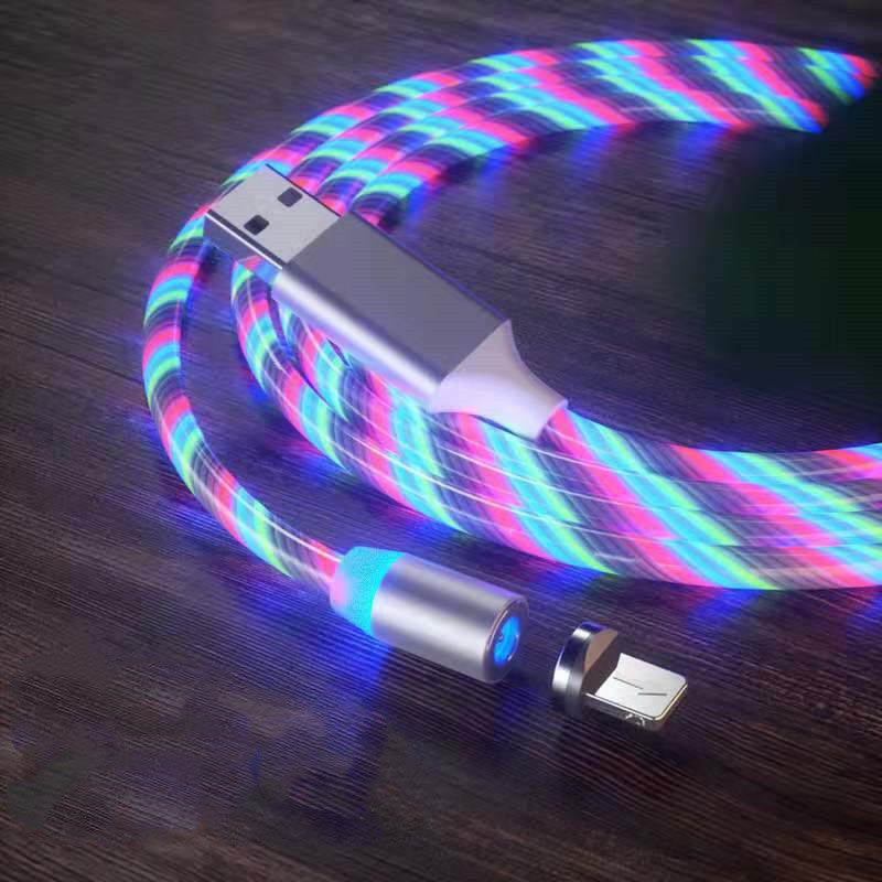Mobile Phone Three-in-one Light-emitting Charging Streamer Magnetic Data Cable