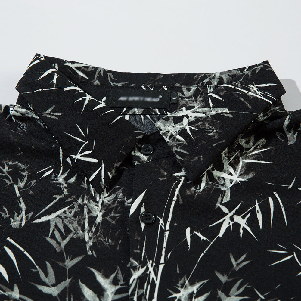 Bamboo Forest Printing Loose Shirt Men