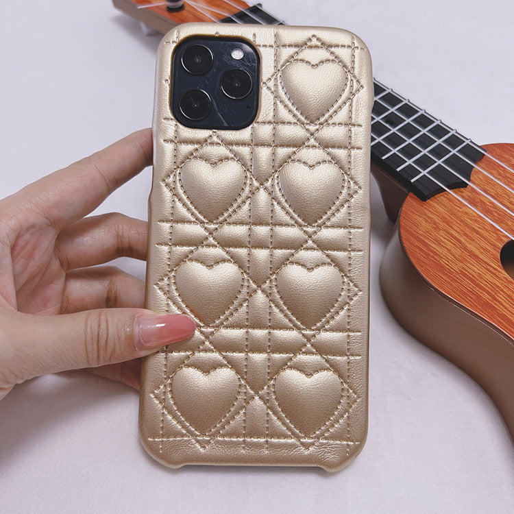 Creative Lingge Leather Silicone Phone Case