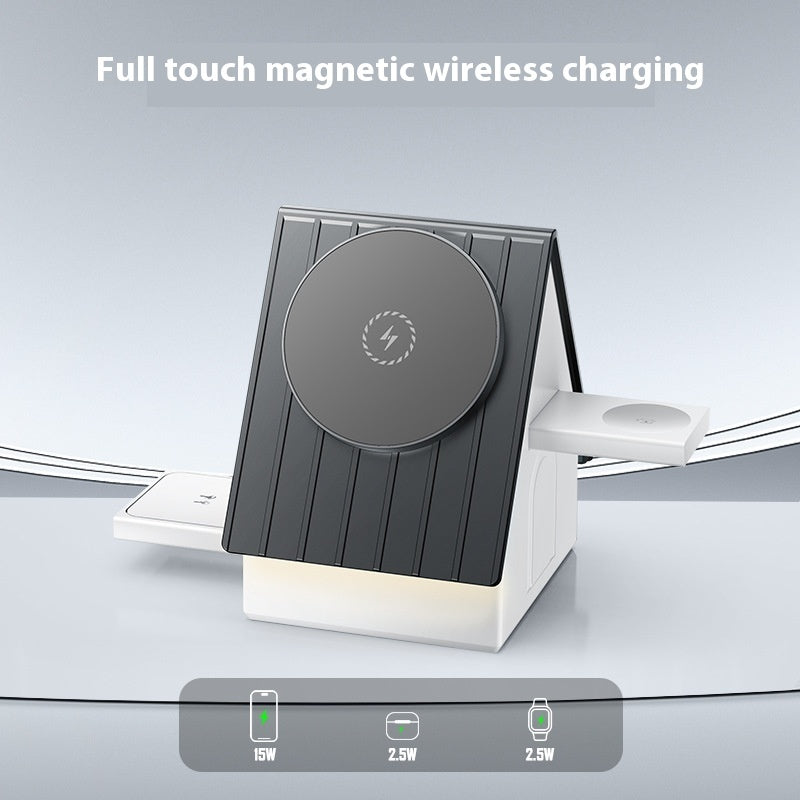 Three-in-one Wireless Charger Desktop Base Magnetic Bracket Suitable For Mobile Phone Watch Headset Fast Charging