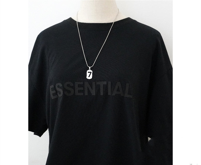 Sweater Accessories Lucky Number 7 Styling Necklace Ins Simple Earth Cool Jump Di Couple Men And Women Sweater Chain