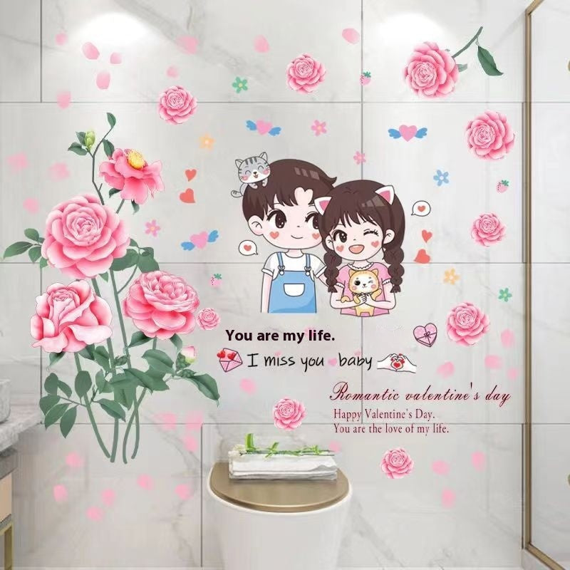 Cartoon Stickers Bathroom Tile Wall Waterproof Fish Tank Decoration