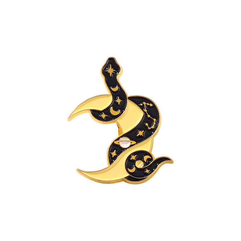 Cartoon Cute Snake-shaped Surround Alloy Brooch Men And Women Couples Dripping Oil Badge Accessories