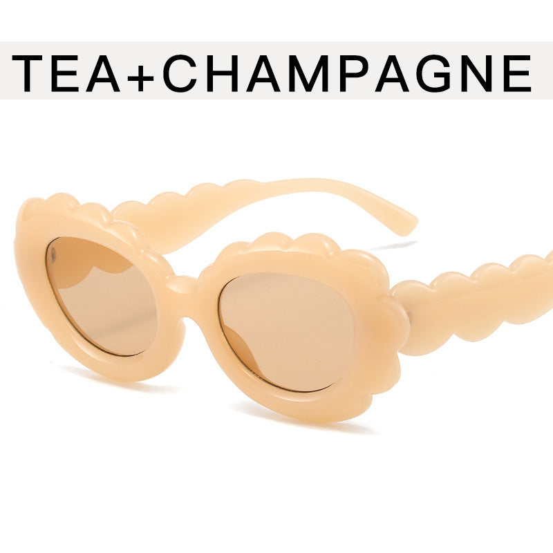 Personalized Clouds Oval Sunflower Flowers Sun Protection Glasses