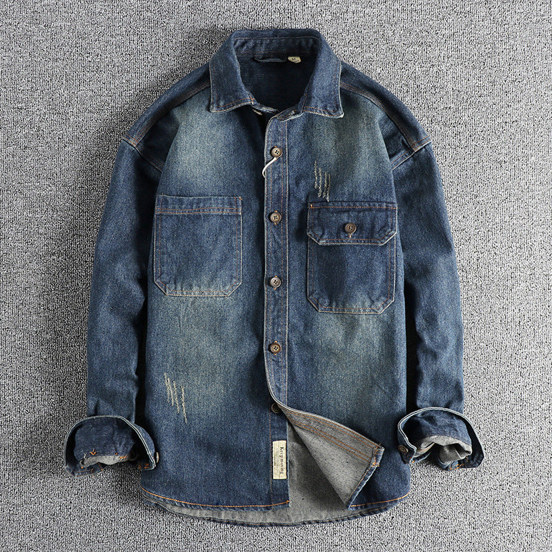 Washed Vintage Denim Shirt For Men