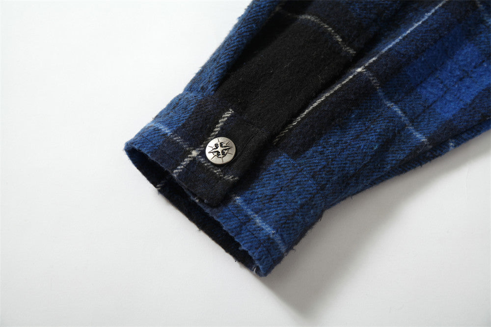 Distressed Plaid Hooded Shirt For Men